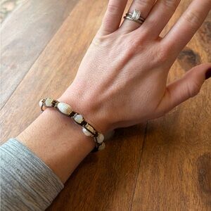 White & Gold Beaded Wrap-Style Bracelet